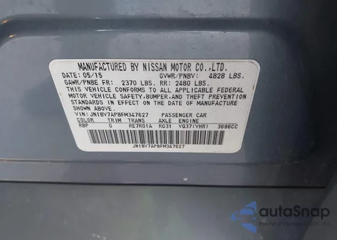 2015 Infiniti Q50 Premium/Sport из США, поврежденный, VIN JN1BV7AP8FM347627